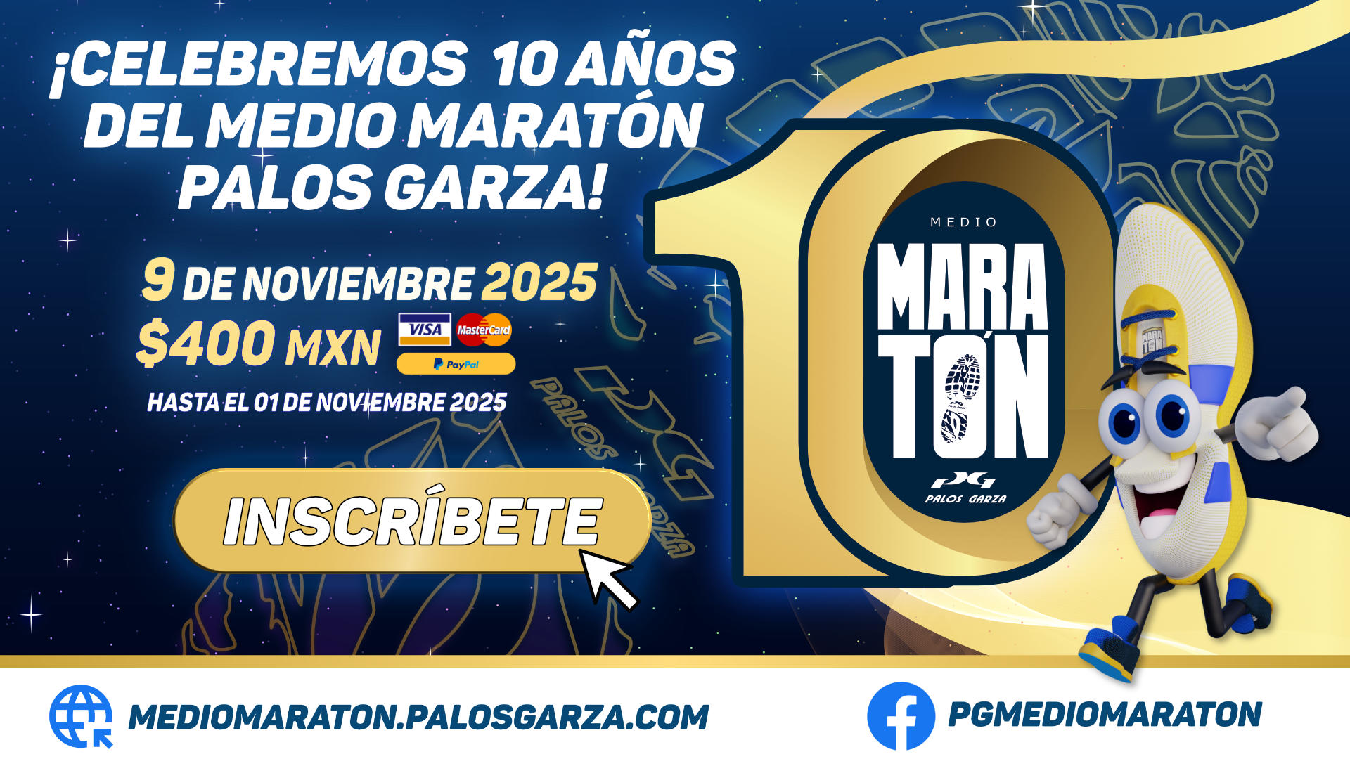 ¡Celebremos 10 años del Medio Maratón Palos Garza! Inscríbete